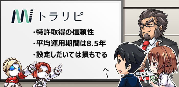 トラリピはやばい？特許取得の信頼性がある投資